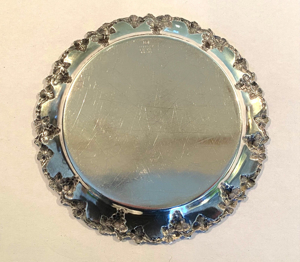Vintage Silver Plated Alpacca Bottle Coaster / Dish