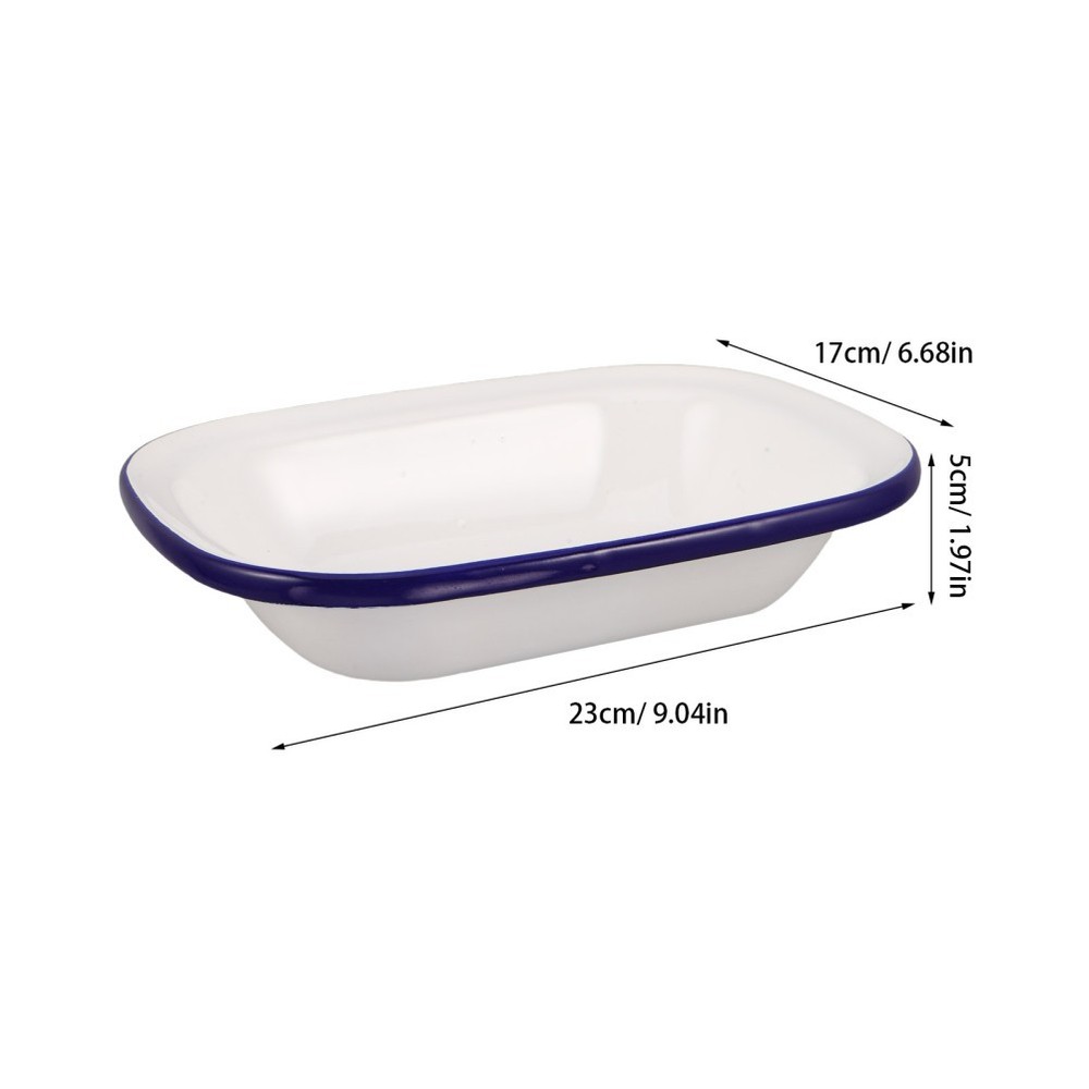 White Enamel Baking Pan Cake Tray Rectangle Coated Bakeware Baked