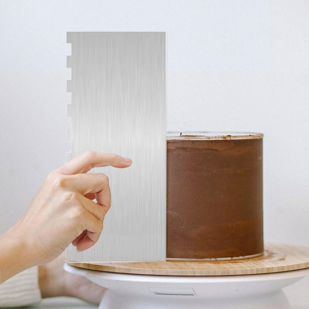 9 Inch Stainless Steel Cake Scraper Cake Decorating Tools Sided Patterned Edg...
