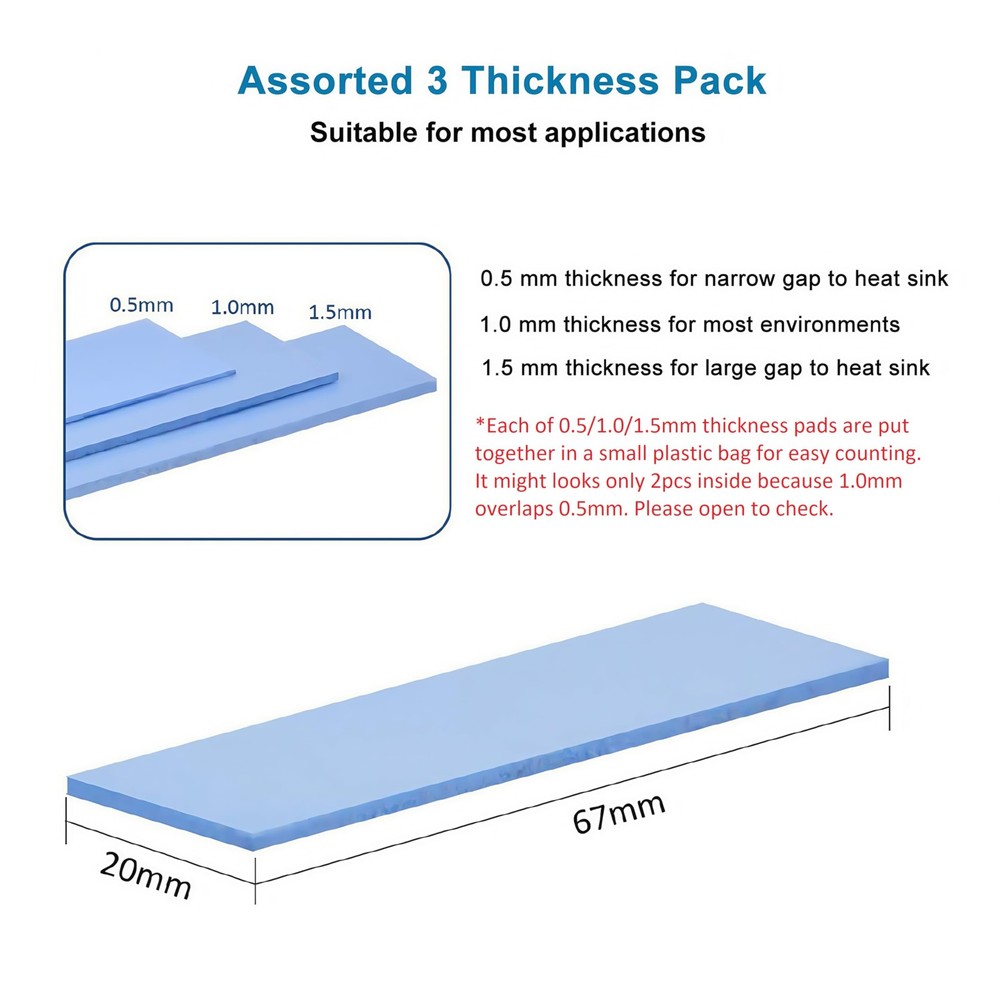 12-Pack Thermal Conductive Silicone Pads for SSD, CPU, GPU, IC Chipset Cooling