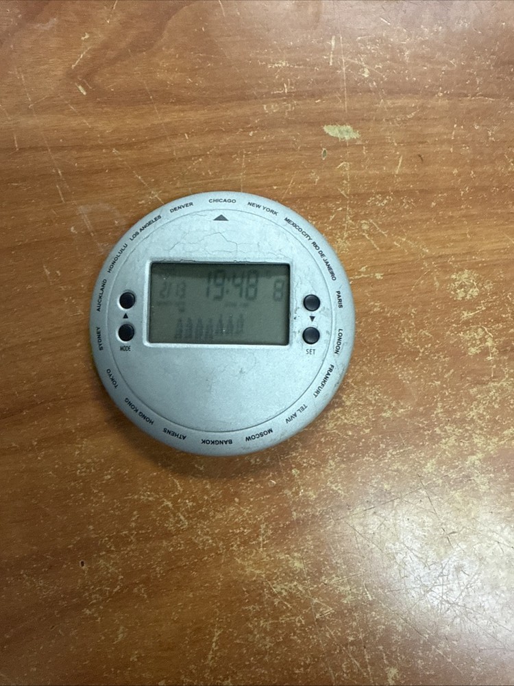 BEDOL  digital world clock, Round Brush Silver