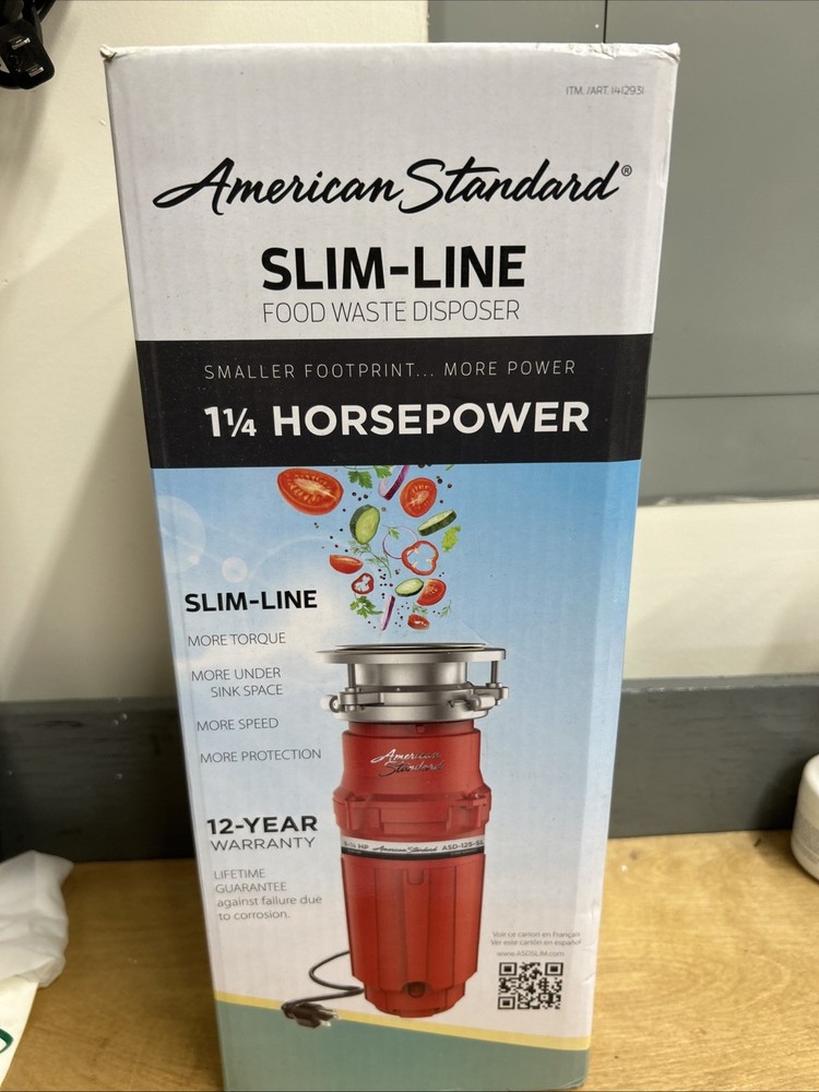 American Standard Slim‑Line ASD‑125‑SL 1.25 HP Food Waste Disposer NEW
