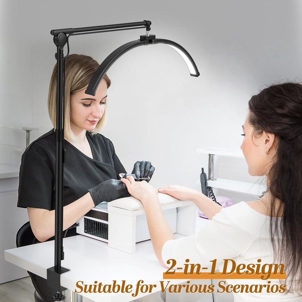 LateRep Half Moon Light, 3-Color Lash Light for Eyelash Tech, Foldable Black