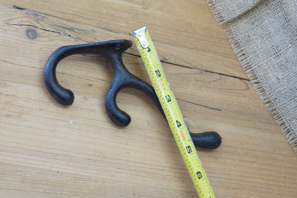 20 Cast Iron TRIPLE SCHOOL Style Coat Hooks Hat Hook Rack Hall Tree Tack Rustic
