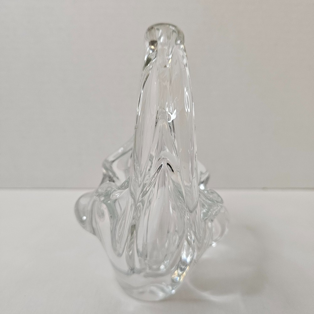 Clear Crystal Basket Split Handled Glass Vase Candy Holder