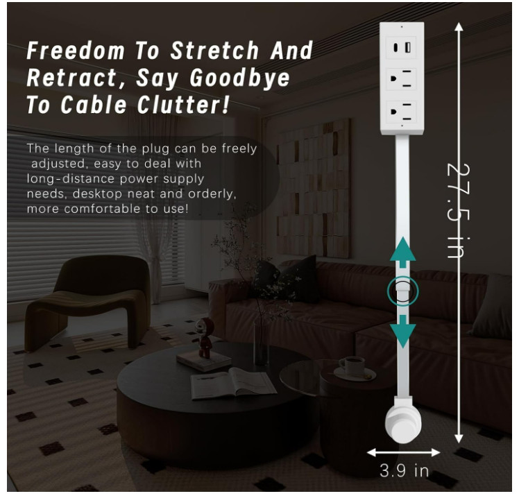 Electrical Outlet Expander Power Socket Rotating Extender Sofas Nightstands Desk