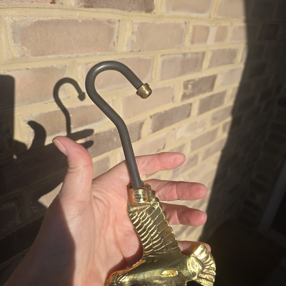 Vintage Solid Brass Eagle Damper Fireplace Hook Andrea Sadek NOS