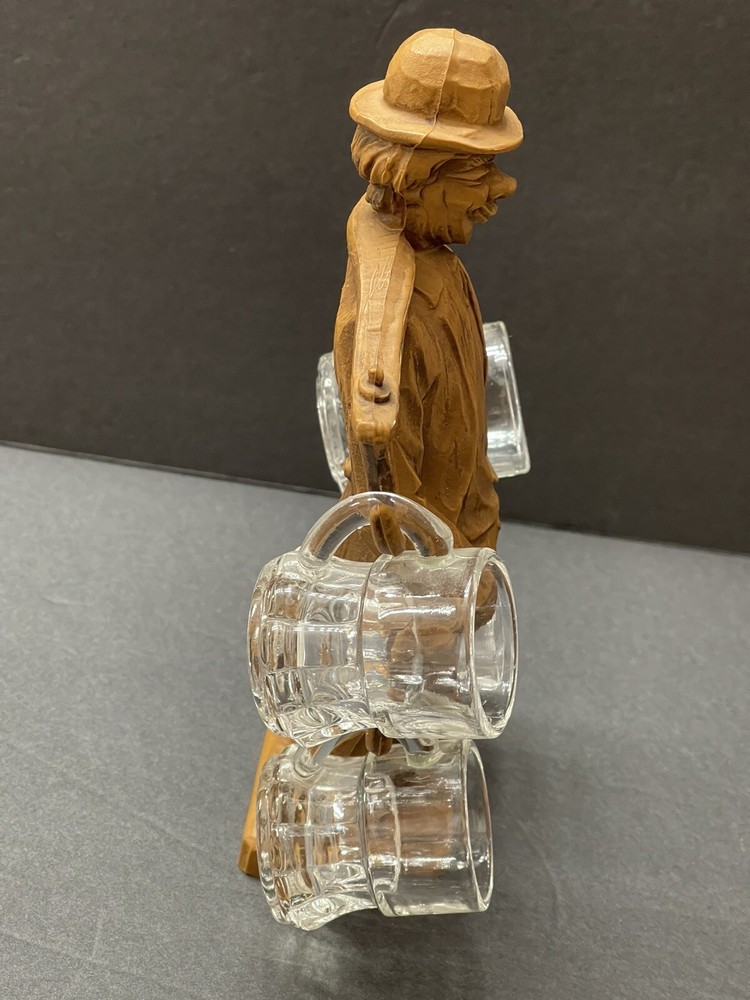 Really Cool! Drunken Man Bar Caddy with 4 Shot Glasses