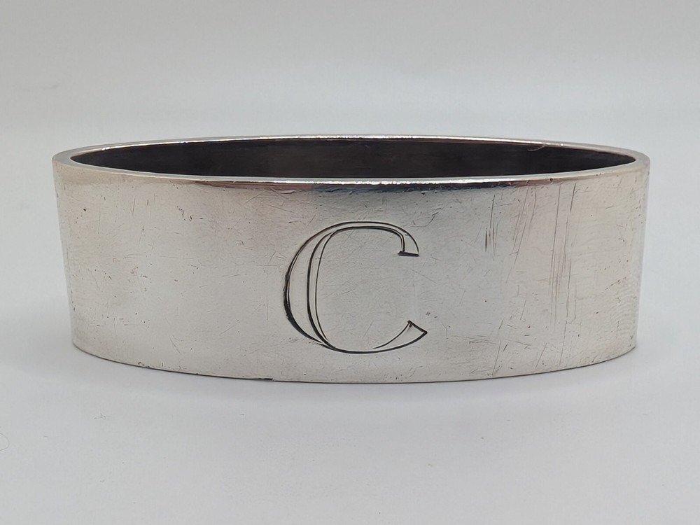 Vintage German 800 Silver Napkin Ring "C" initial engraving, 55 grams