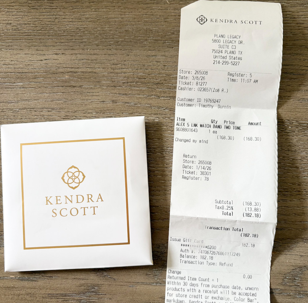 Kendra Scott Gift Card worth $182.18
