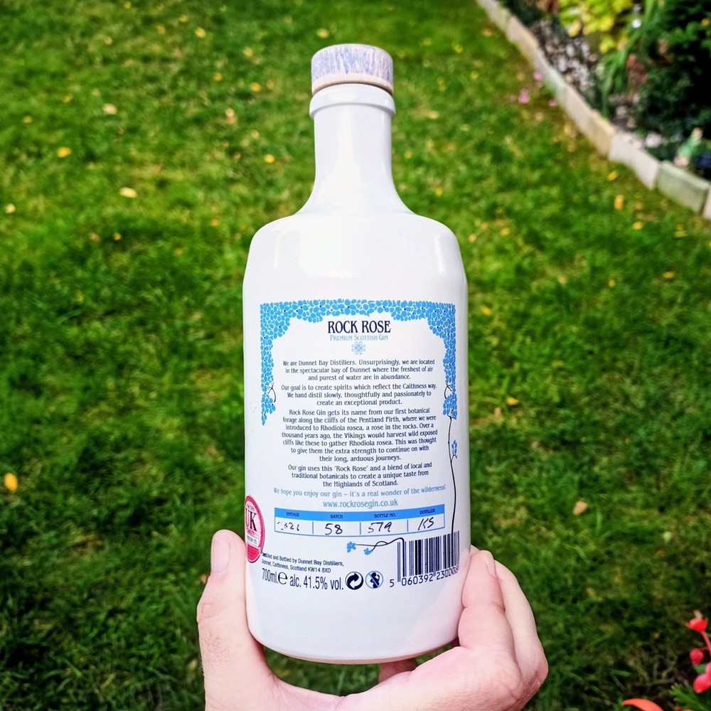 White Rock Rose Gin Ceramic 700ml Empty Bottle (great condition) Bar
