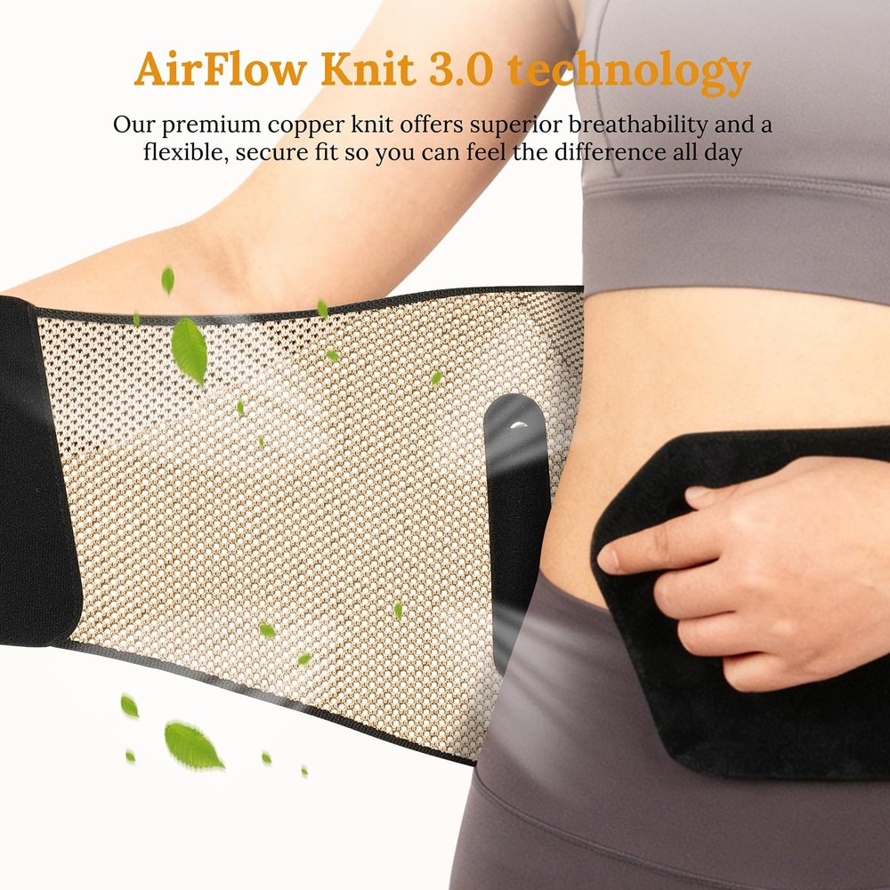 JIUFENTIAN Copper Back Brace Lower Back Pain Support Herniated Disc Sciatica Rec