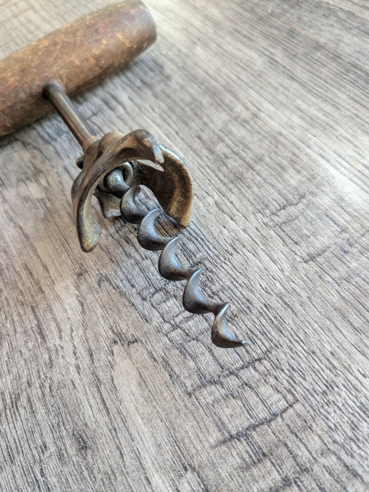 Vintage Wine Opener Corkscrew Wooden Handle