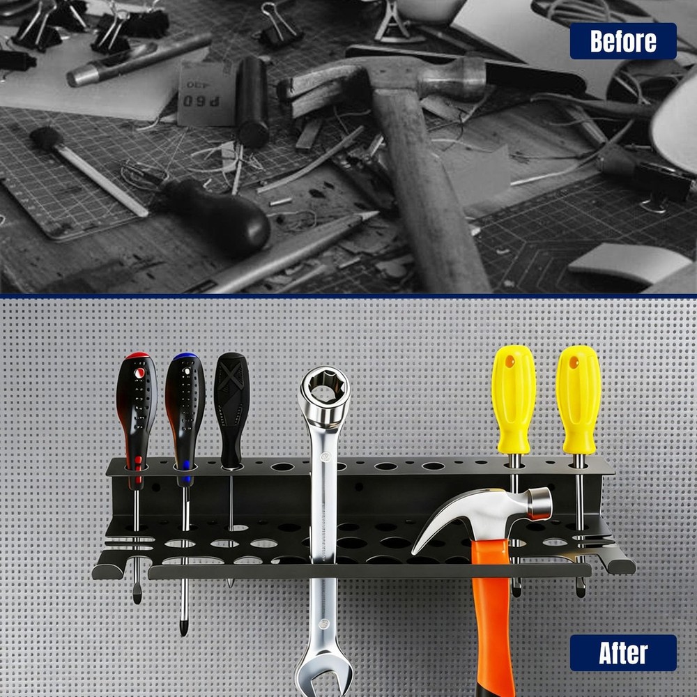 SecureElastic Screwdriver Plier Organizer Wall Mount for Pliers, Screwdrivers...