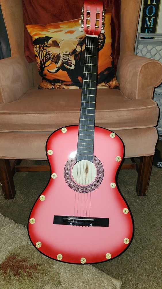 ZENY Classical Guitar Red 6 String Right-Handed Standard Body