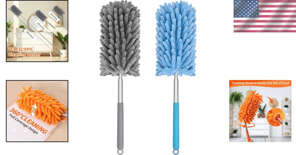 Dual-Pack Bendable Dusters - 360° Flexibility for Immaculate Cleaning Everywhere