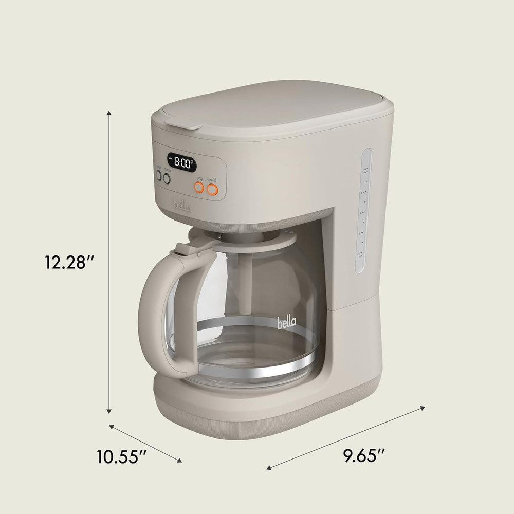 12 Cup Programmable Coffee Marker, Reusable Dishwasher Safe Accessories, Easy LC