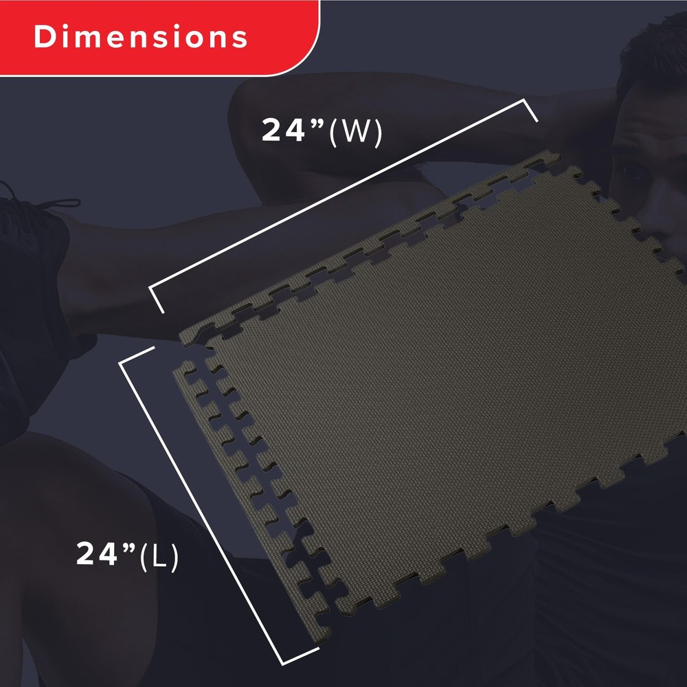 3/8 Inch Thick Multipurpose Exercise Floor Mat with EVA Foam, Interlocking Ti...