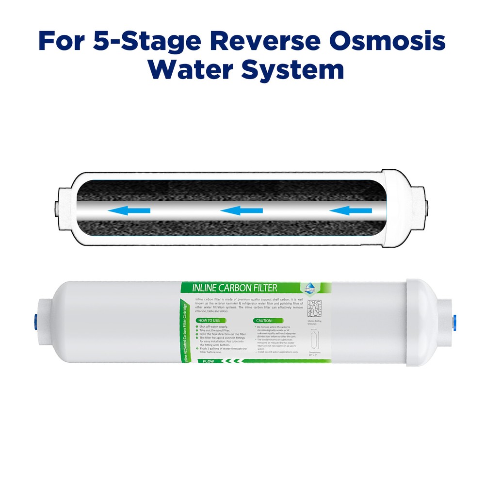 4x Inline T33 Post Carbon Water Filter Cartridges 1/4" Quick Connect Replacement