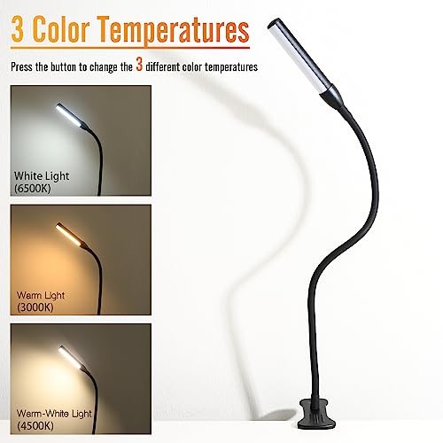 Clip on Reading Light, Clip Light, Warm & Daylight & White Light 3 Black