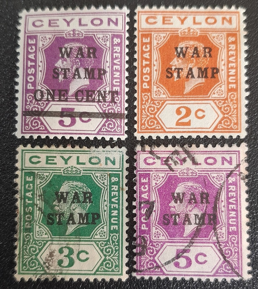 Ceylon 1918 War Stamps MH & Used