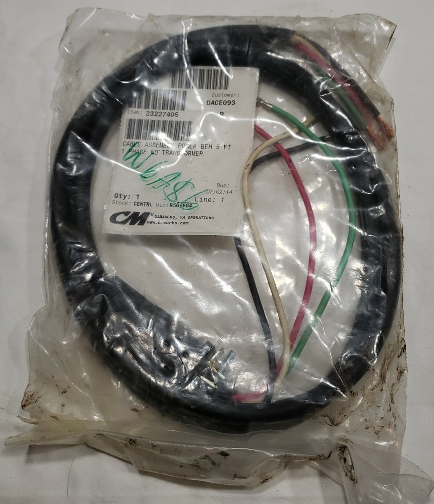 CABLE ASSEMBLY POWER BEH 5 FT Model 23227405 CM CMWORKS