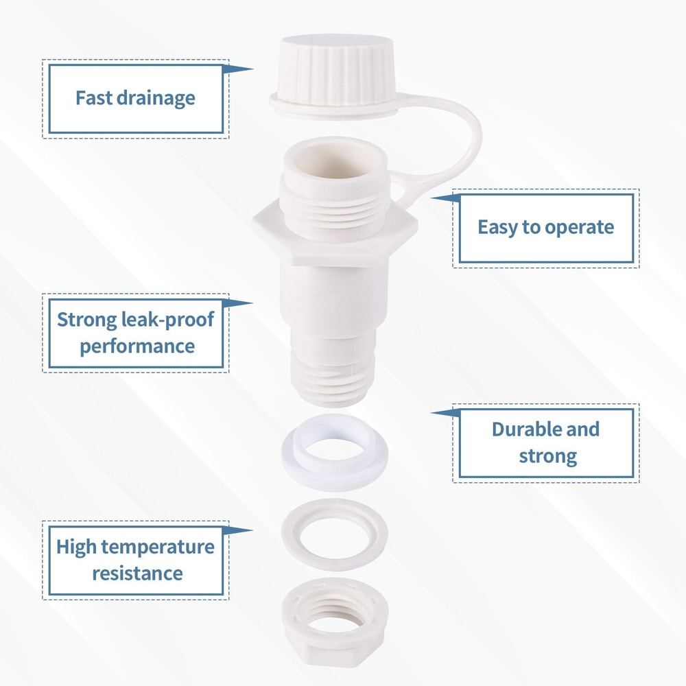 Cooler Drain Plug Kit for Igloo, Threaded Drain Plug with Plastic Tethered Ca...