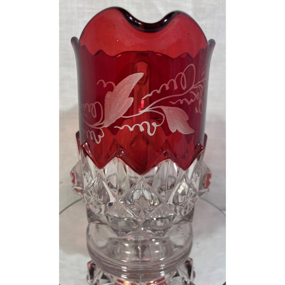 Vintage O'Hara Diamond Ruby Flash Creamer Etched Art Deco