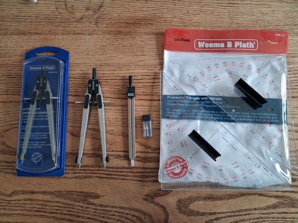 Lot Weems & Plath Navigation Map 2 Compass, 2 Protractor Triangles, 6" Divider