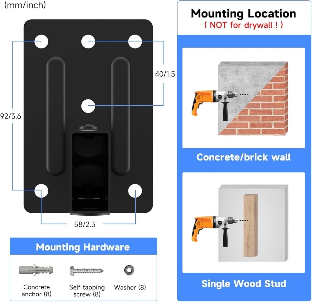 Dual Speaker Wall Mounts with Cable Management - Elegant Design, Easy Install