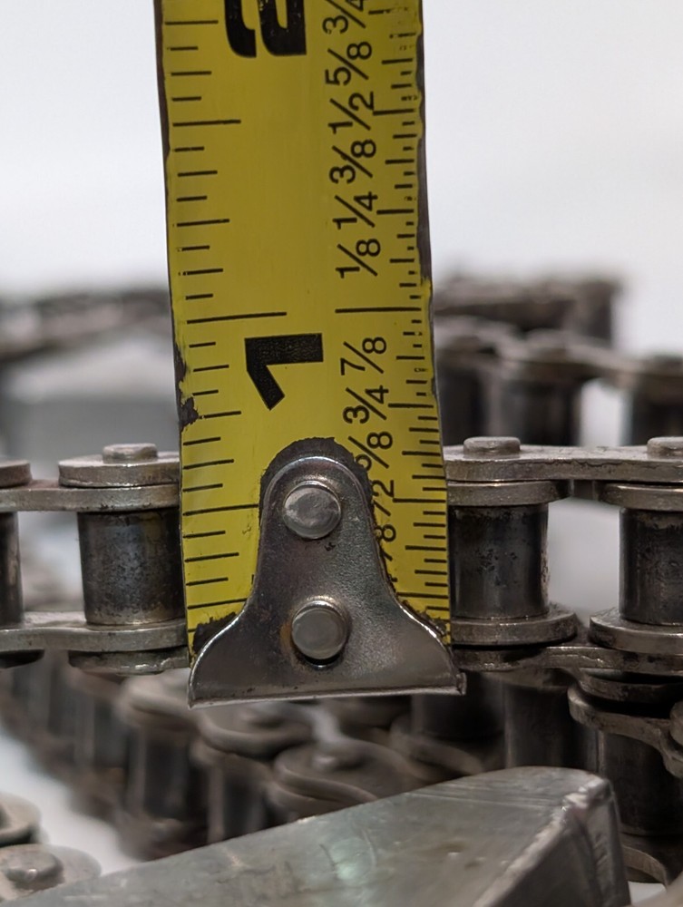 (2) 20' HKK #40 Roller Chain with Triangular Attachments for Conveyor 1/2" Pitch