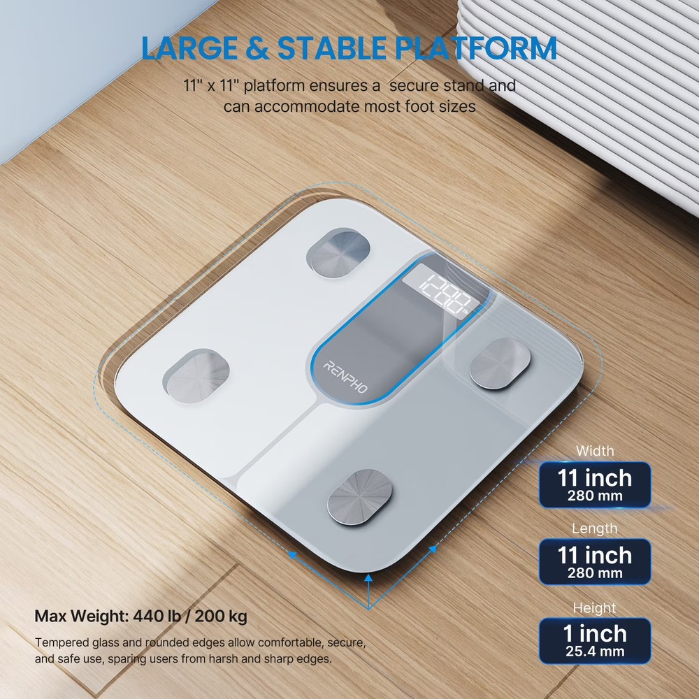RENPHO Bluetooth Smart Body Fat Scale with App, High Precision