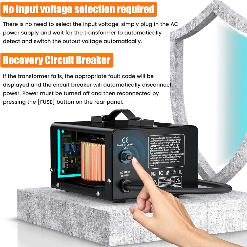 2000W Voltage Converter Transformer – Step Up/Down with LCD & Protection - NIB