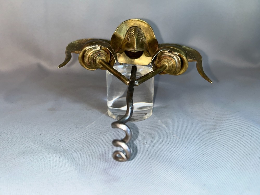 Antique Brass Three Gladiator-style Helmets Corkscrew made Italy