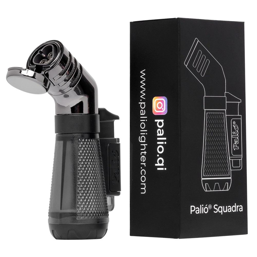 Palio Squadra Angled Triple-jet Flame Lighter, Black