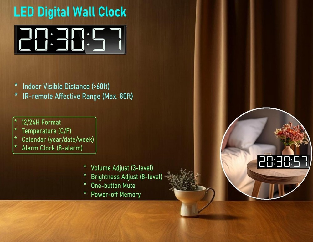 26'' Extra Large Home Gym Timer Clock, Programable Workout Interval Timer, Di...
