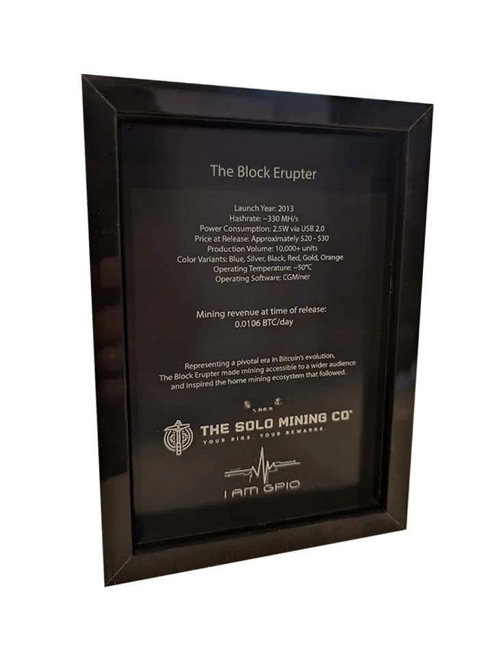 Block Erupter Bitcoin Miner Art Piece