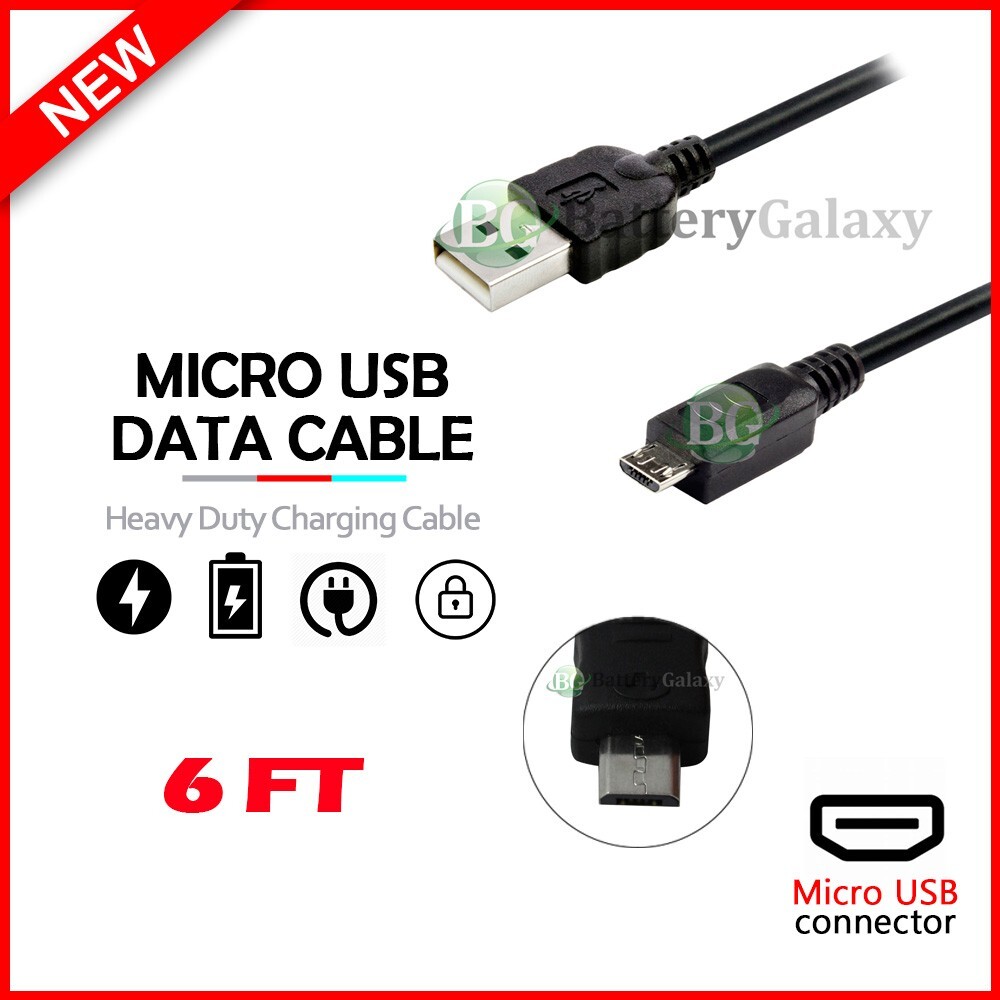 6FT For Amazon Kindle Fire HD 7, HD 8,Tablet USB Data/Charger Cable Black