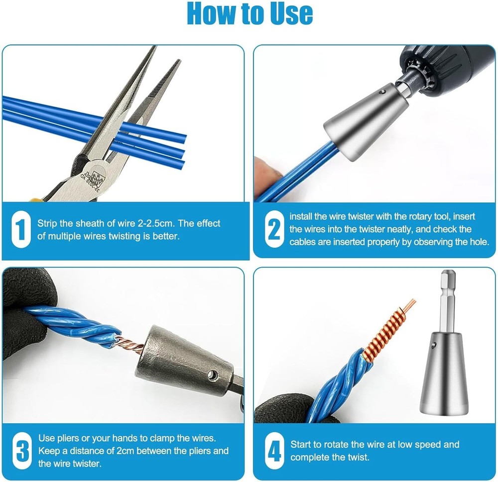 3x Wire Stripping Twisting Tool Electrical Drill Wire Stripper Cable Nut Twister