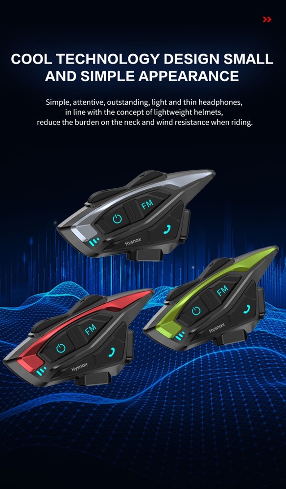 Hysnox Motorcycle Helmet Bluetooth Headset Shark-02