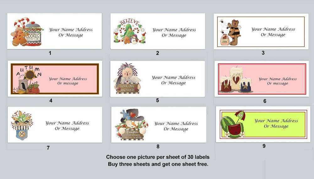 30 Personalized Address Labels Primitive Country (PY 5)