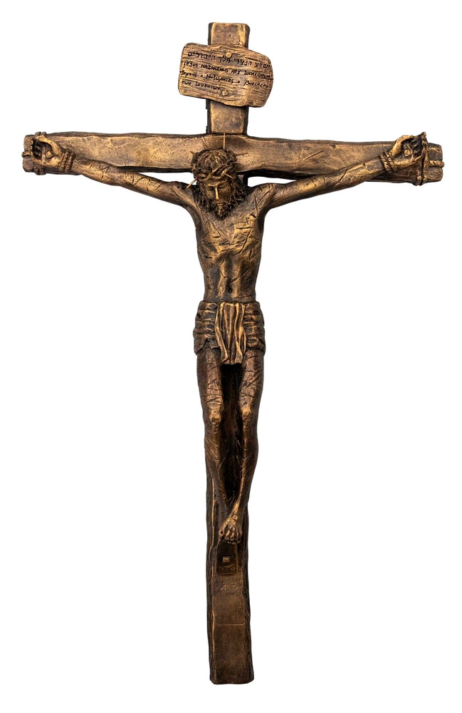 10" Realistic Crucifix - Antique Bronze Finish