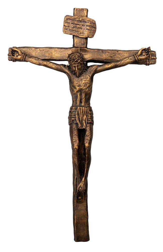 10" Realistic Crucifix - Antique Bronze Finish