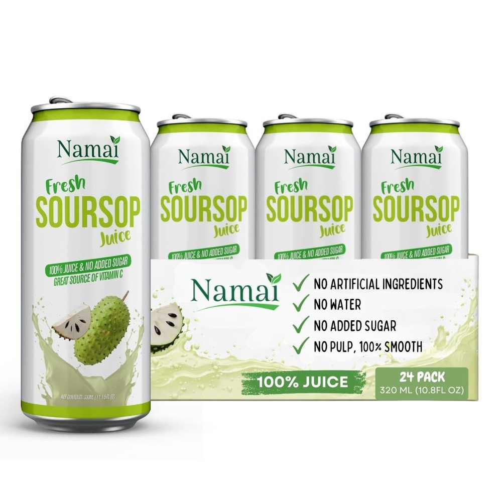 Pure 100% Soursop Juice, Caffeine-Free 24-Pack - Nutrient-Rich Refreshment!