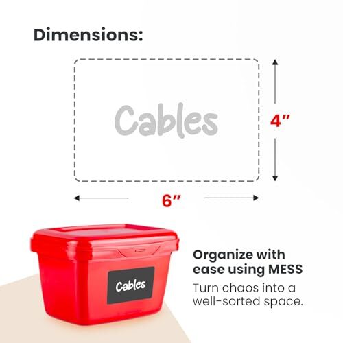 MESS Large Bin Labels for Storage Bins (50) Storage Bin Labels - 6x4 Chalkboard