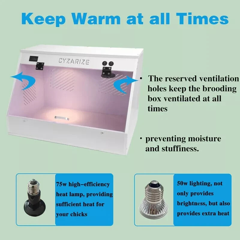 Chicken Brooder Box Chick Brooding Box with Heat Lamp (Holds 12-18 Chicks) NEW!