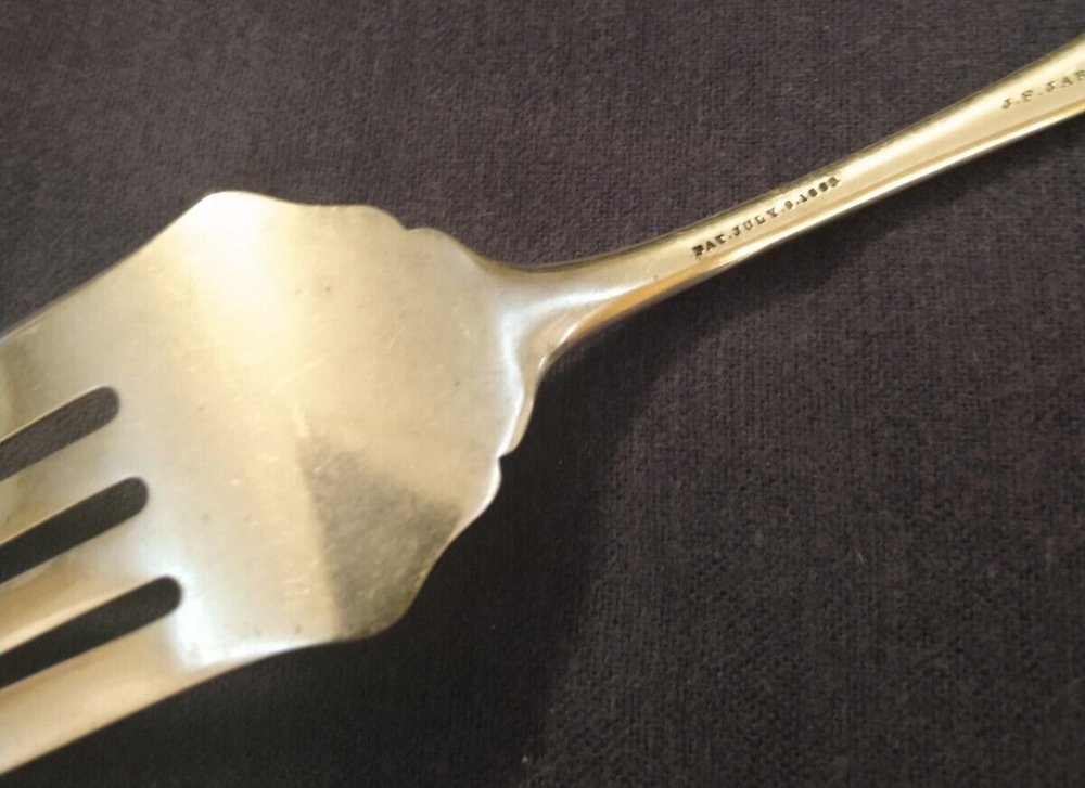 silverplated COLD MEAT (serving) FORK fancy beaded SHELL PATTERN Jarvis & Son