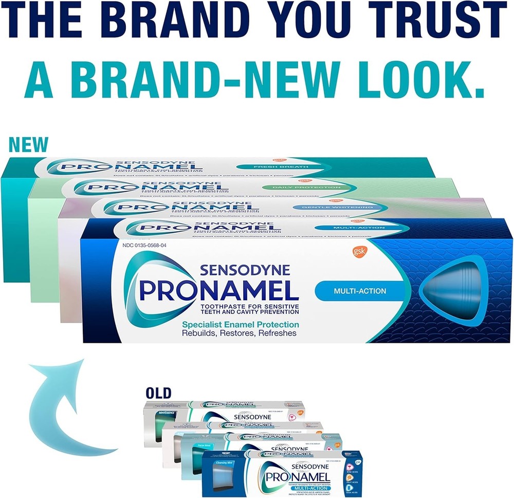 Sensodyne Pronamel Multi-Action Fluoride Toothpaste Cleansing Mint 4 Oz (3 Pack)