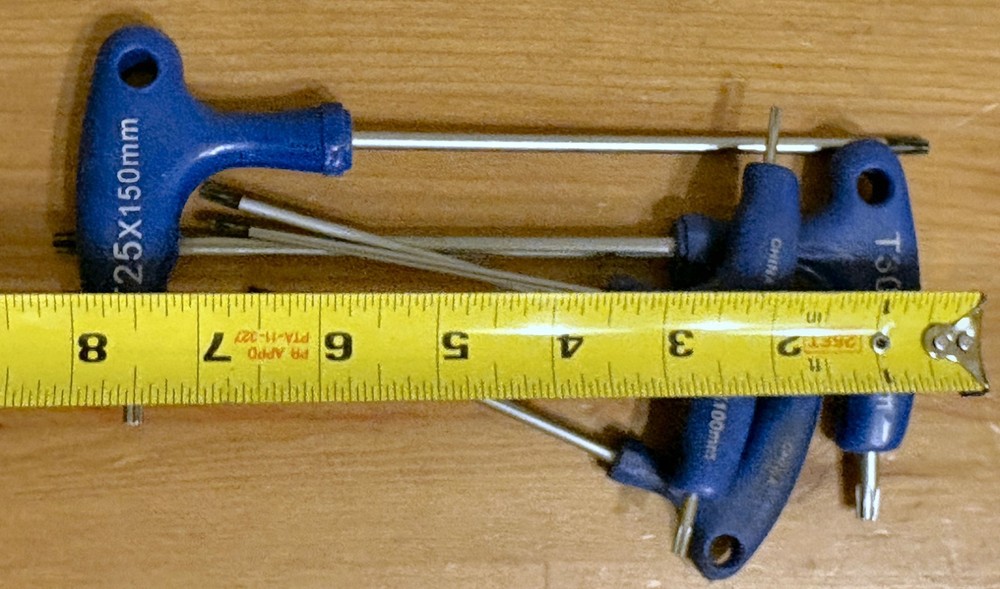 Torx Keys With Imp. + Short Side Hole x 5