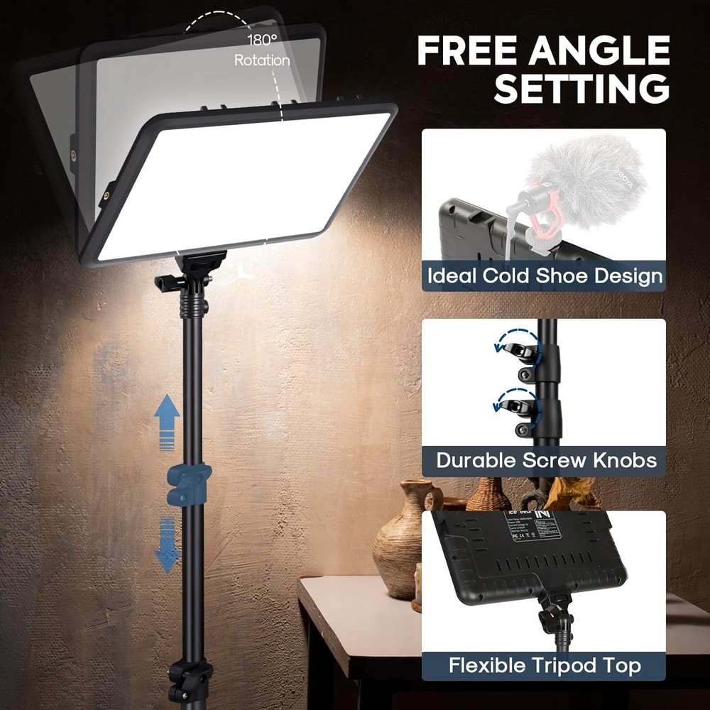 Professional 2-Pack LED Video Light Kit with Adjustable Tripod for Creators